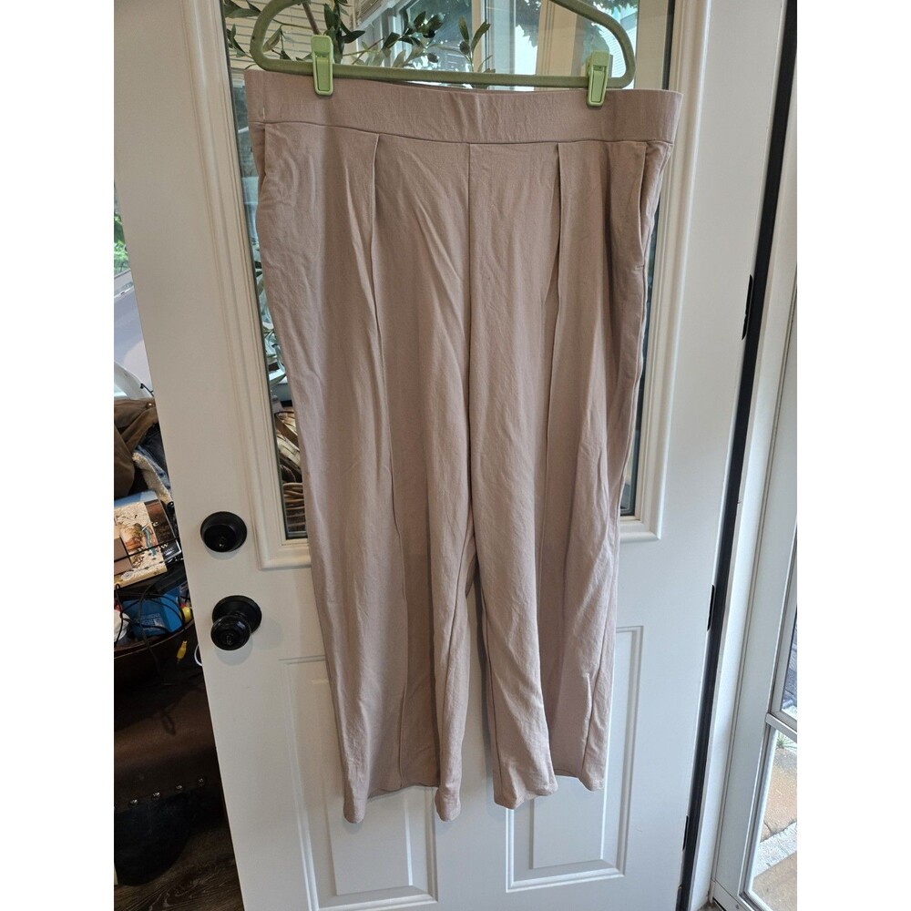 H&M Pull On Beige Pleated Wide Leg Dress Pants Trousers Tan XXL
